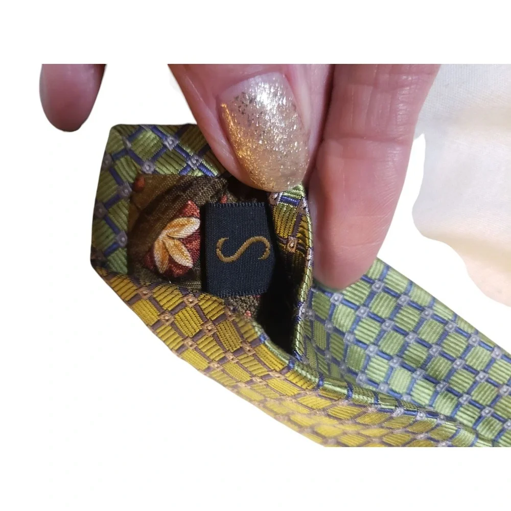 Robert Talbott by Lindsay Odom‎ Mens Tie Necktie Designer Green Blue Geometric